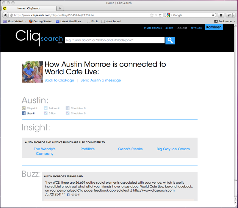cliqsearch connection page